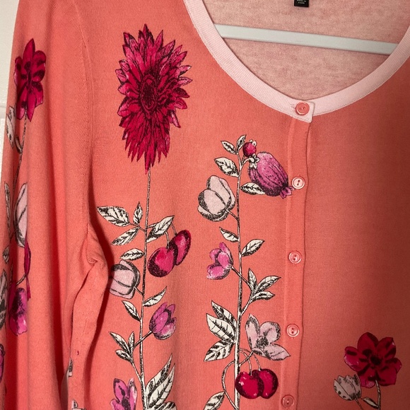 Talbots 3/4 Sleeve Floral Cardigan - Picture 4 of 13